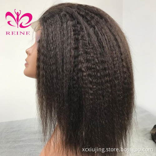 Cuticle Aligned Hair Natural Color  Middle Part Kinky StraightBrazilian Hair 4X4 Swiss Lace Closure Wigs for Black Women